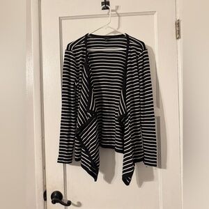 Talbots Balck and White Striped Cardigan Sz small